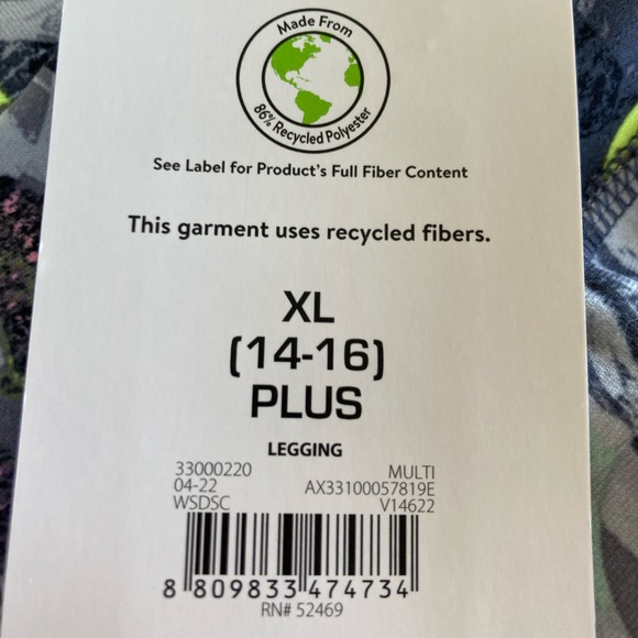 Athletic Works Leggings Gray with Graphic Design - size XL (14-16) Plus - NWT - Picture 5 of 13